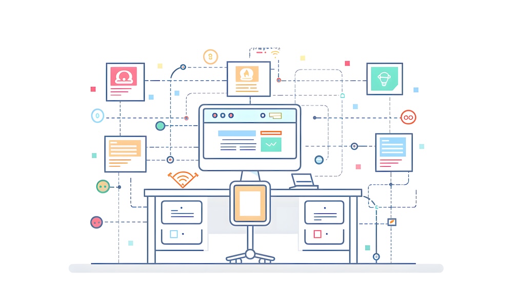 Document Management Workflow Automation, Illustrate the benefits of workflow automation in document management with an image showing automated task assignments,