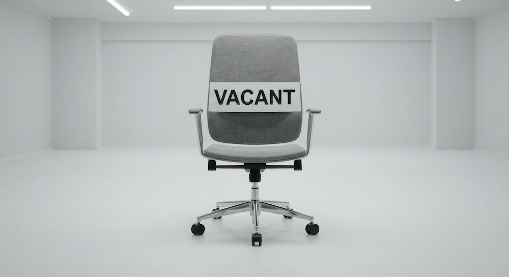 Chair with 'Vacant' Written on It - Business Vacancy and Unfilled Position